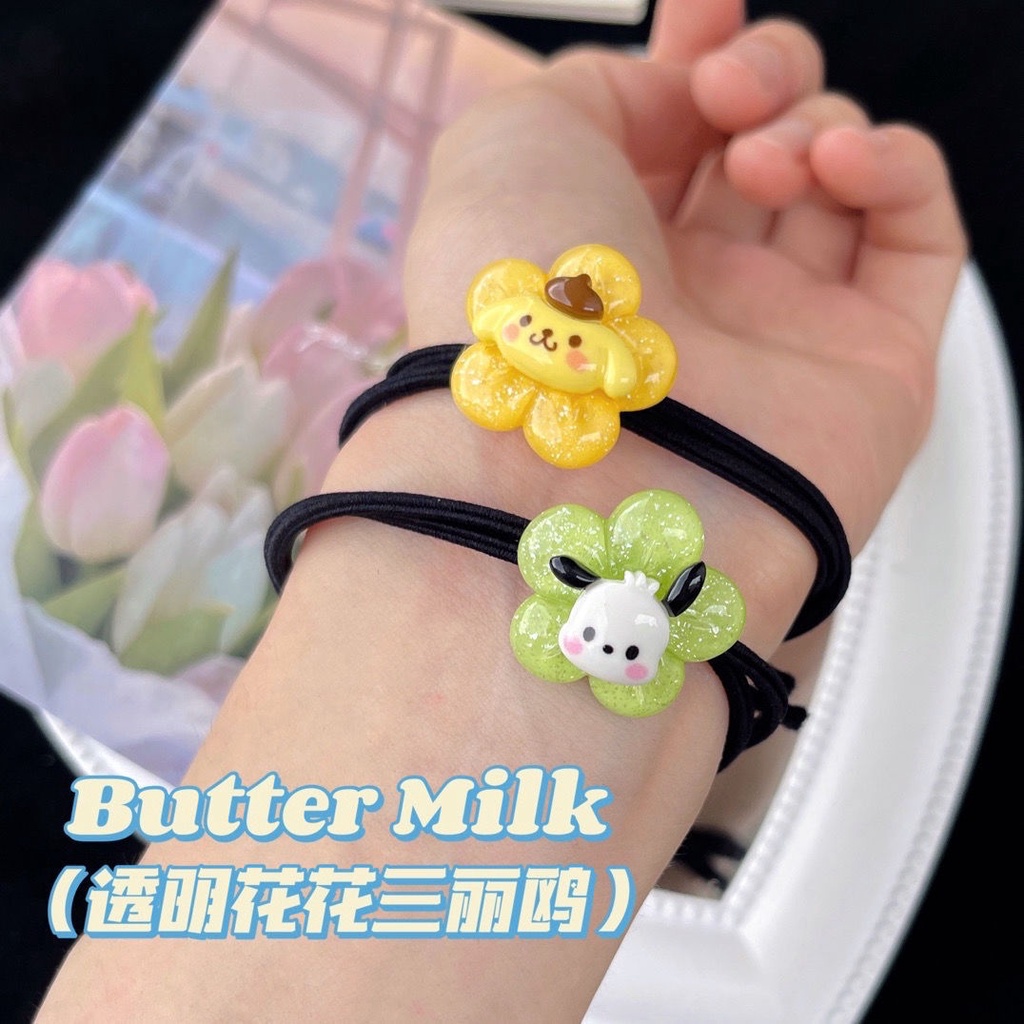 SANRIO ยางรัดผม แบบใส ลายการ์ตูนซานริโอ้น่ารัก อเนกประสงค์ สําหรับนักเรียน