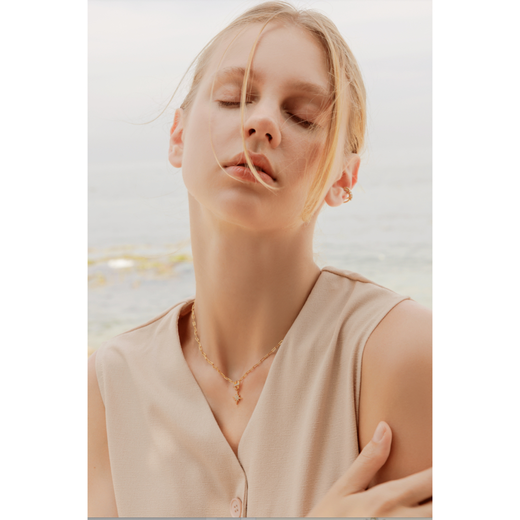 SHEPENDENCE สร้อยคอโซ่จี้คริสตัลดาวกระจาย (Chain Lock Crystal Starburst Necklace)