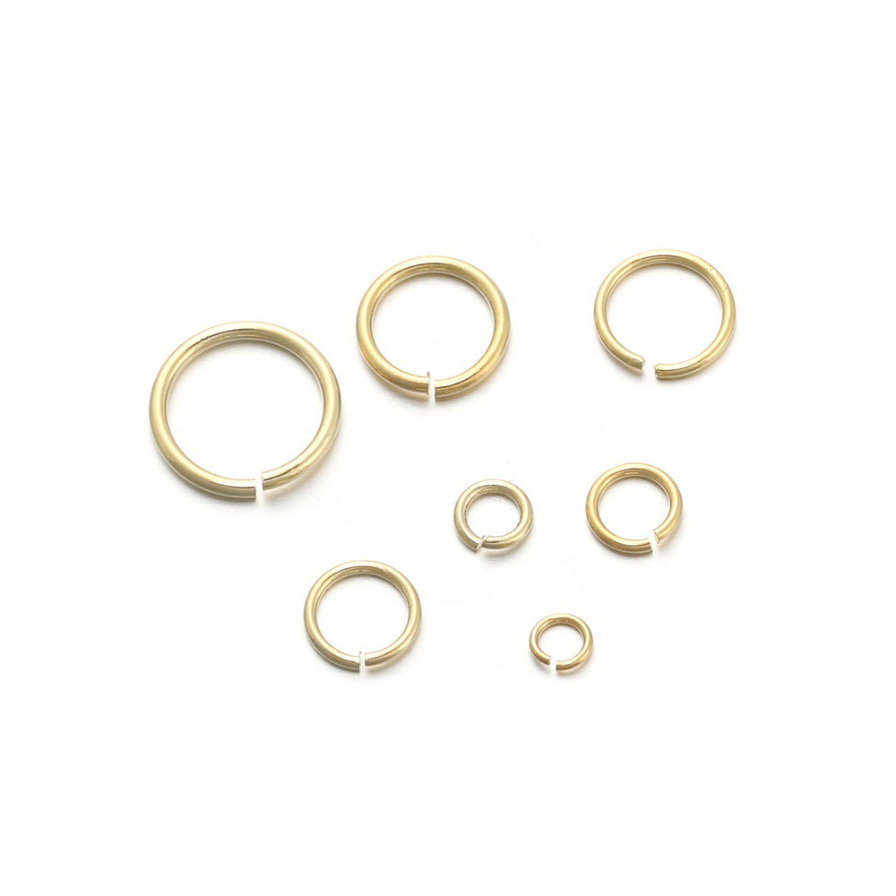 ST.KUNKKA 3-10mm 50-200Pcs 18Kแหวน ห่วงกลมจะไม่จางหายสแตนเลสชุบทองคำแท้การคงสี