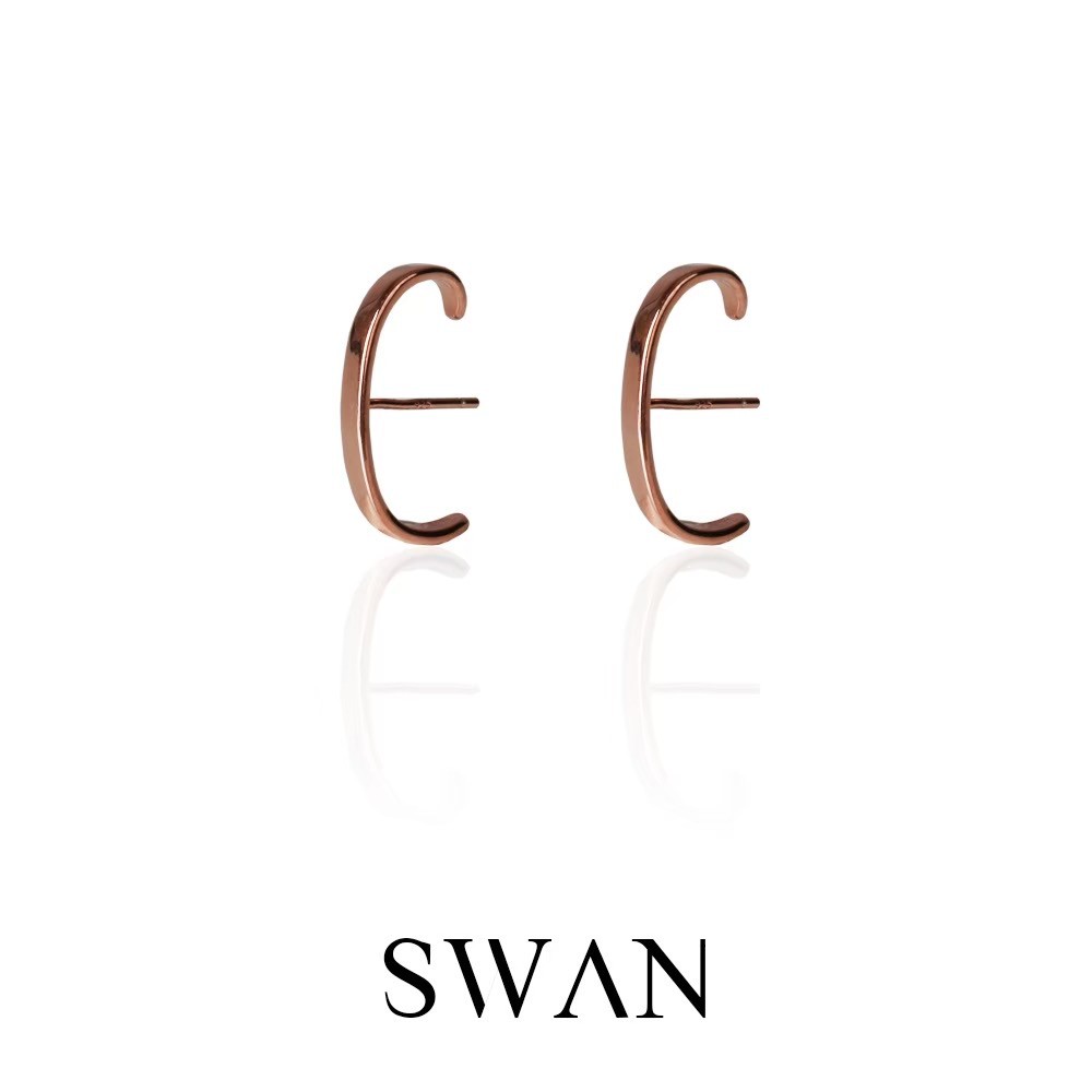 SWAN - Lara Earring ต่างหูเจาะเงินแท้ เรียบๆ เงินเกลี้ยง