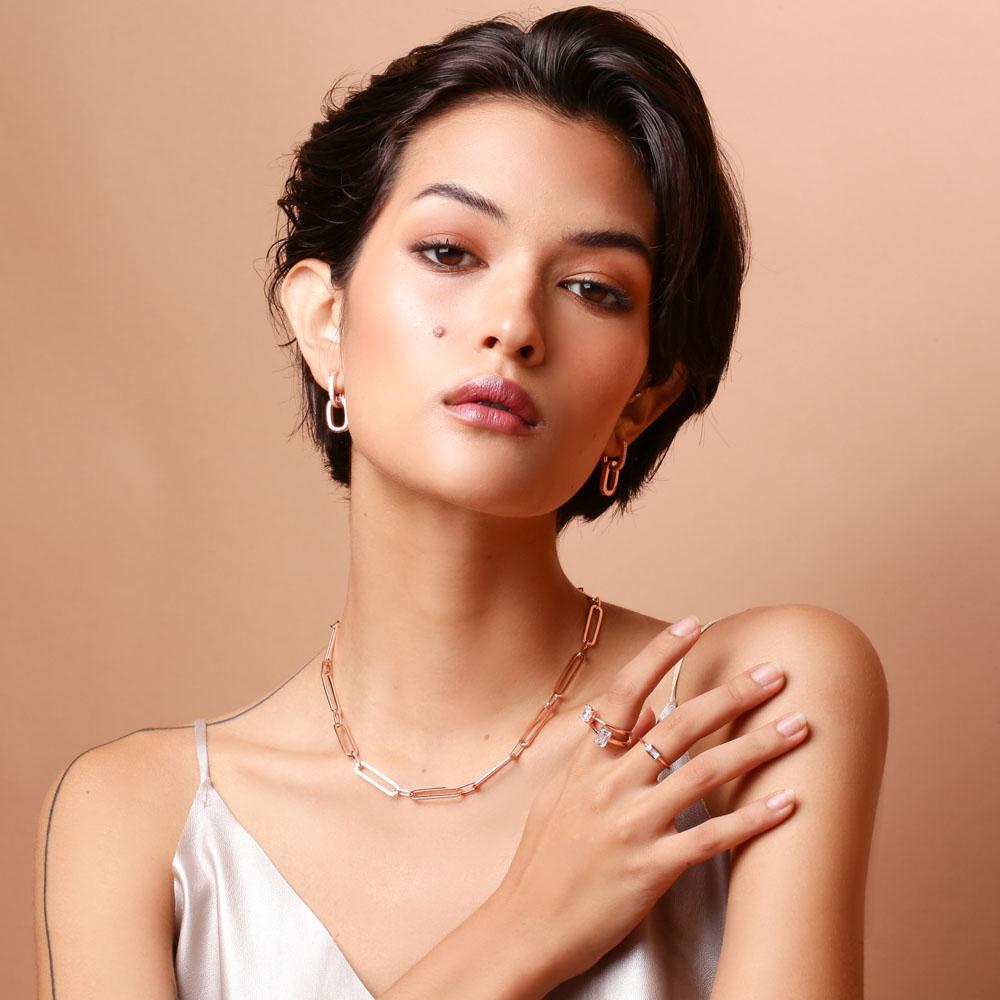 SWAN - RoseGold Ring Baguette Cut#2 แหวนเงินแท้ ฝังเพชรคิวบิคเซอร์โคเนีย cubic zirconia