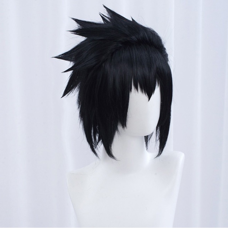 Sasuke Uchiha วิกผมสั้น คอสเพลย์ อะนิเมะ คอสเพลย์ วิกผมสังเคราะห์ ทนความร้อน + ฟรีหมวกวิกผม
