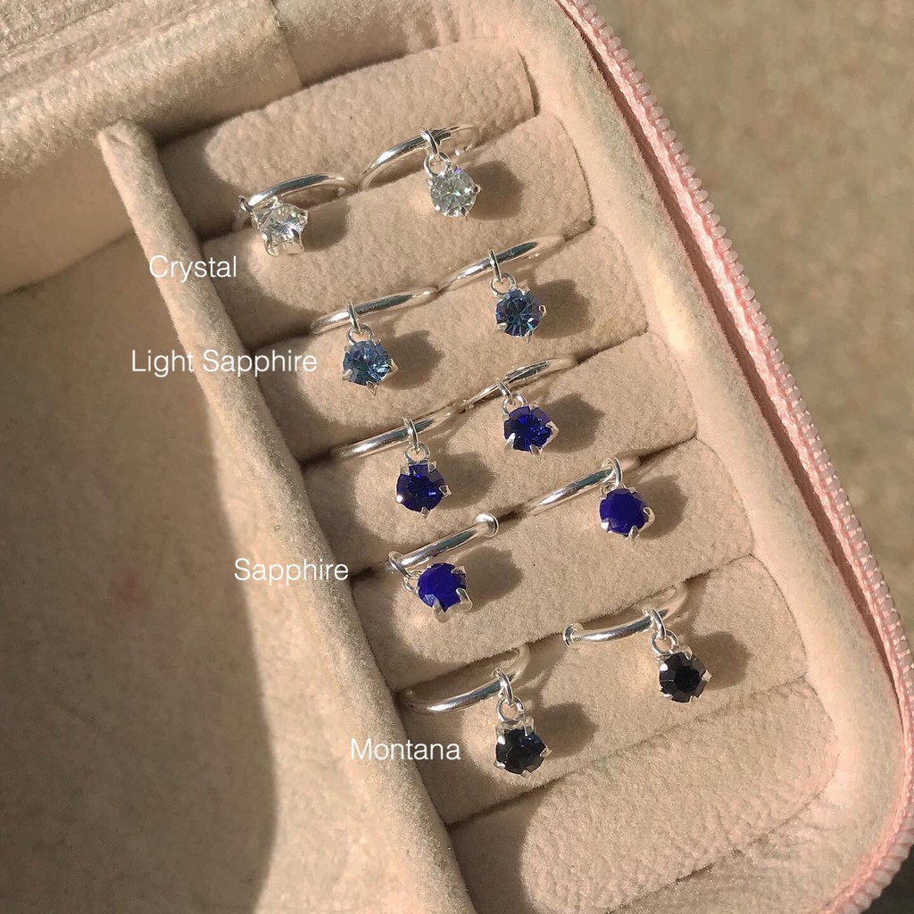 SissyJewelry // ต่างหูเงินแท้ ต่างหูห่วง ประดับ พลอยกลม 4mm