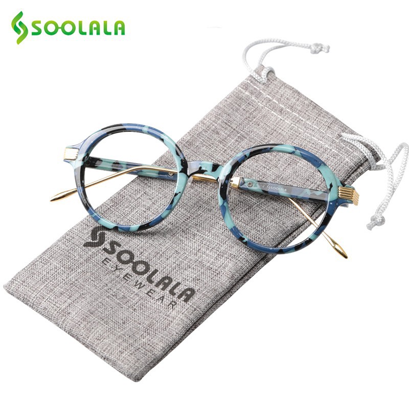 Soolala TR90 แว่นตาอ่านหนังสือ เลนส์ใส ทรงกลม สําหรับผู้หญิง ผู้ชาย ราคาถูก