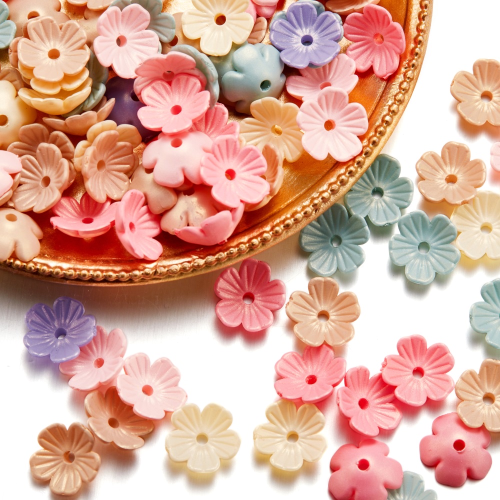 St. kunkka ฐานลูกปัดอะคริลิค กลีบดอกไม้ หลากสี สําหรับทําสร้อยข้อมือ DIY 50 ชิ้น 100 ชิ้น