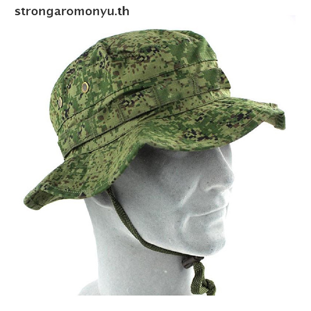 Strongaromonyu Boonie หมวกบักเก็ต ผ้าฝ้าย ลายพราง กันแดด สําหรับผู้ชาย ผู้หญิง ตกปลา