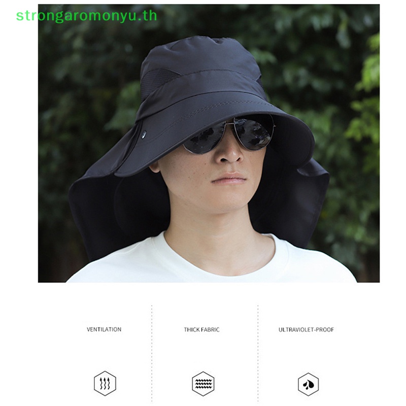 Strongaromonyu หมวกกันแดด ป้องกันรังสียูวี เหมาะกับฤดูร้อน สําหรับผู้ชาย และผู้หญิง เดินป่า ตกปลา