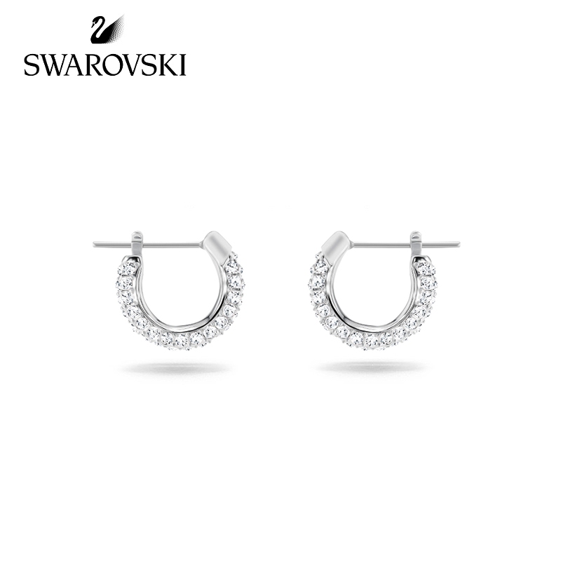 Swarovski ต่างหู ประดับหิน เรียบง่าย เข้ากับทุกการแต่งกาย ระดับไฮเอนด์ สําหรับผู้หญิง