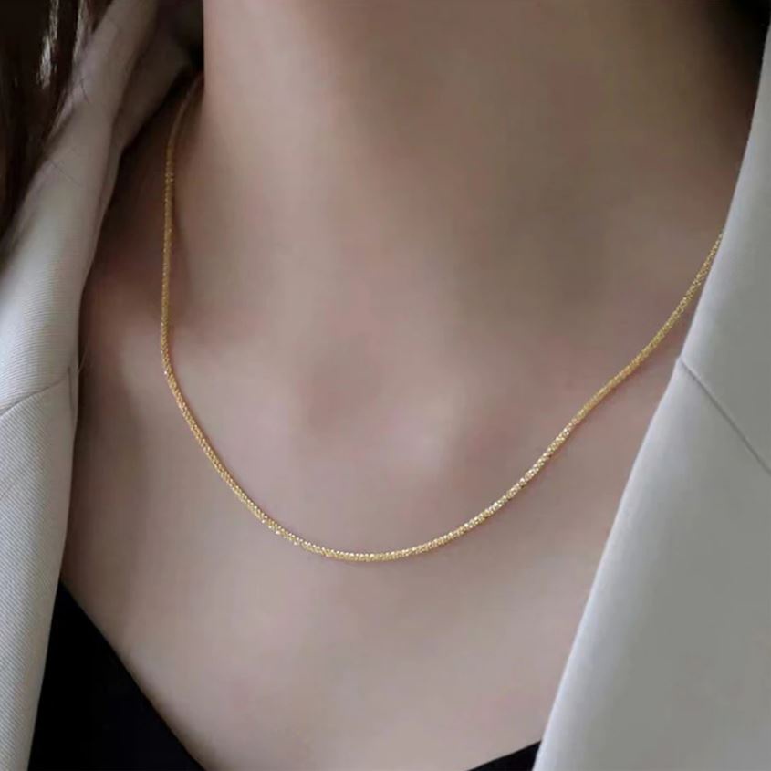 Teeya.shop_TH   / สร้อยคอ Clavicle Chain Choker ยอดนิยม สะท้อนเเสงเป็นประกาย สวยสะดุดตา