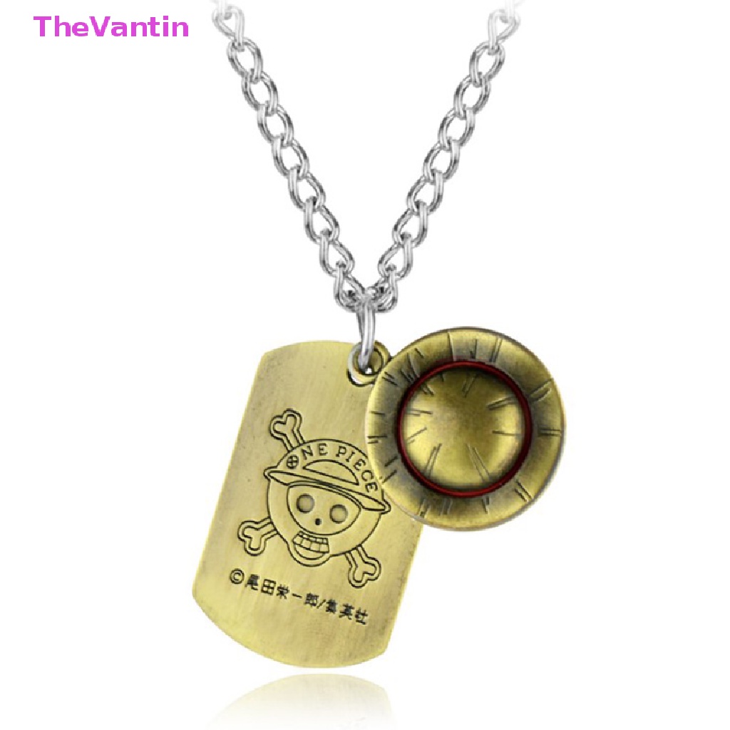 Thevantin 1 ชิ้น อะนิเมะ วันพีช สร้อยคอ ลูฟี่ หมวกฟาง และโลโก้กะโหลกศีรษะ สุนัข แท็ก จี้ ของดี