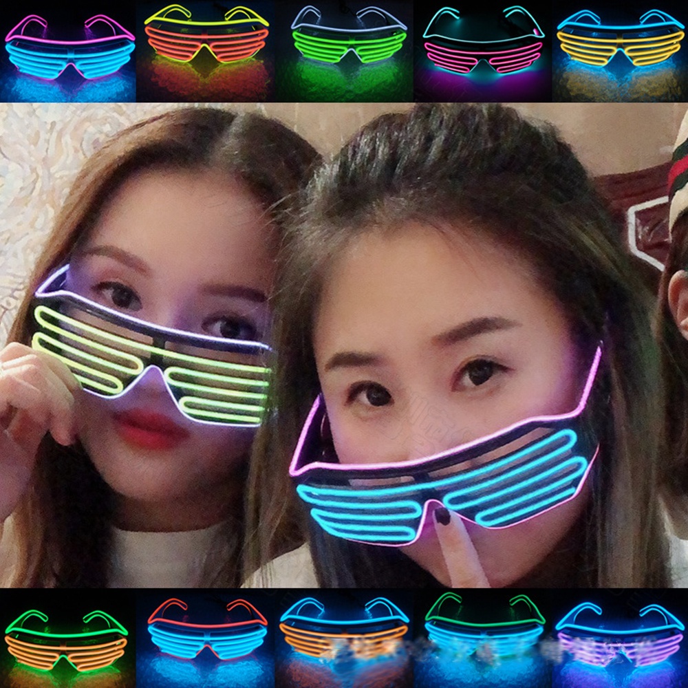 Tik Tok แว่นตากันแดด นีออน เรืองแสง LED สําหรับปาร์ตี้ฮาโลวีน คริสต์มาส