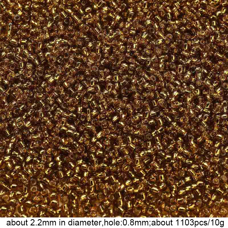 Toho ลูกปัด ทรงกลม สไตล์ญี่ปุ่น (22C) สีเงิน เส้นโทพาส 11/0 2.2 มม. รู 0.8 มม. ประมาณ 1103 ชิ้น ต่อ 10 กรัม