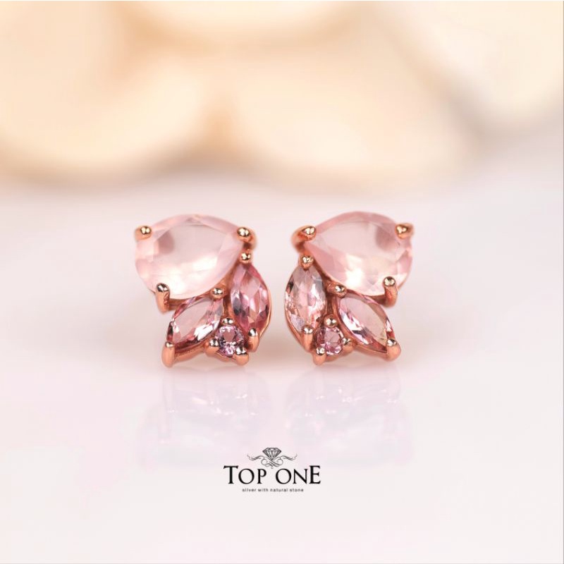 Top1jewelry ต่างหูนกน้อย พลอยแท้ เงินแท้