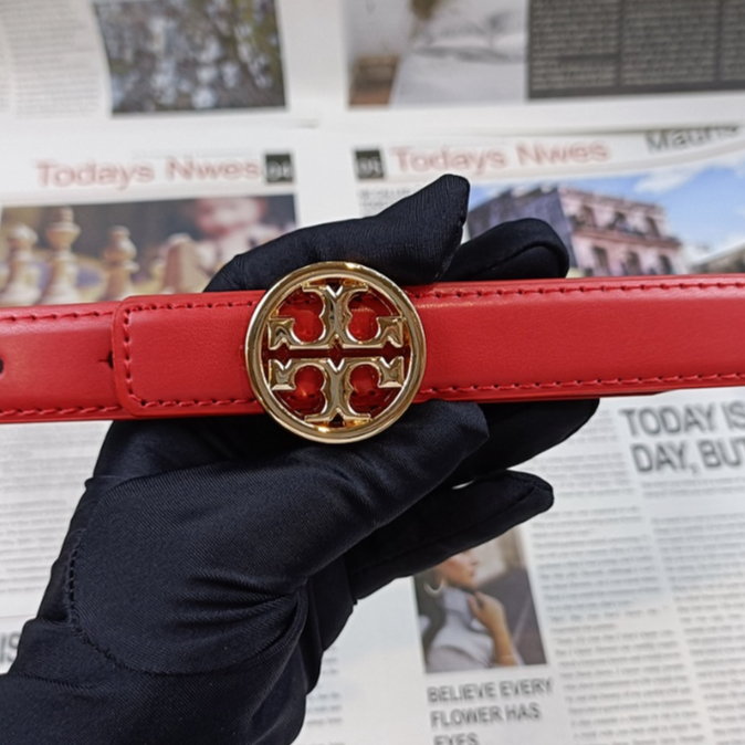 Toryburch เข็มขัดหนัง หัวเข็มขัดโลหะ โลโก้ T คู่ 2.5 ซม. สําหรับผู้หญิง