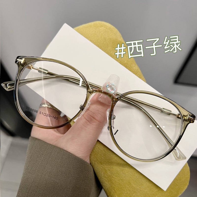 Tr90 แว่นตาสายตาสั้น กรอบกลม สีน้ําตาลอ่อนพิเศษ สไตล์เกาหลี สําหรับผู้หญิง