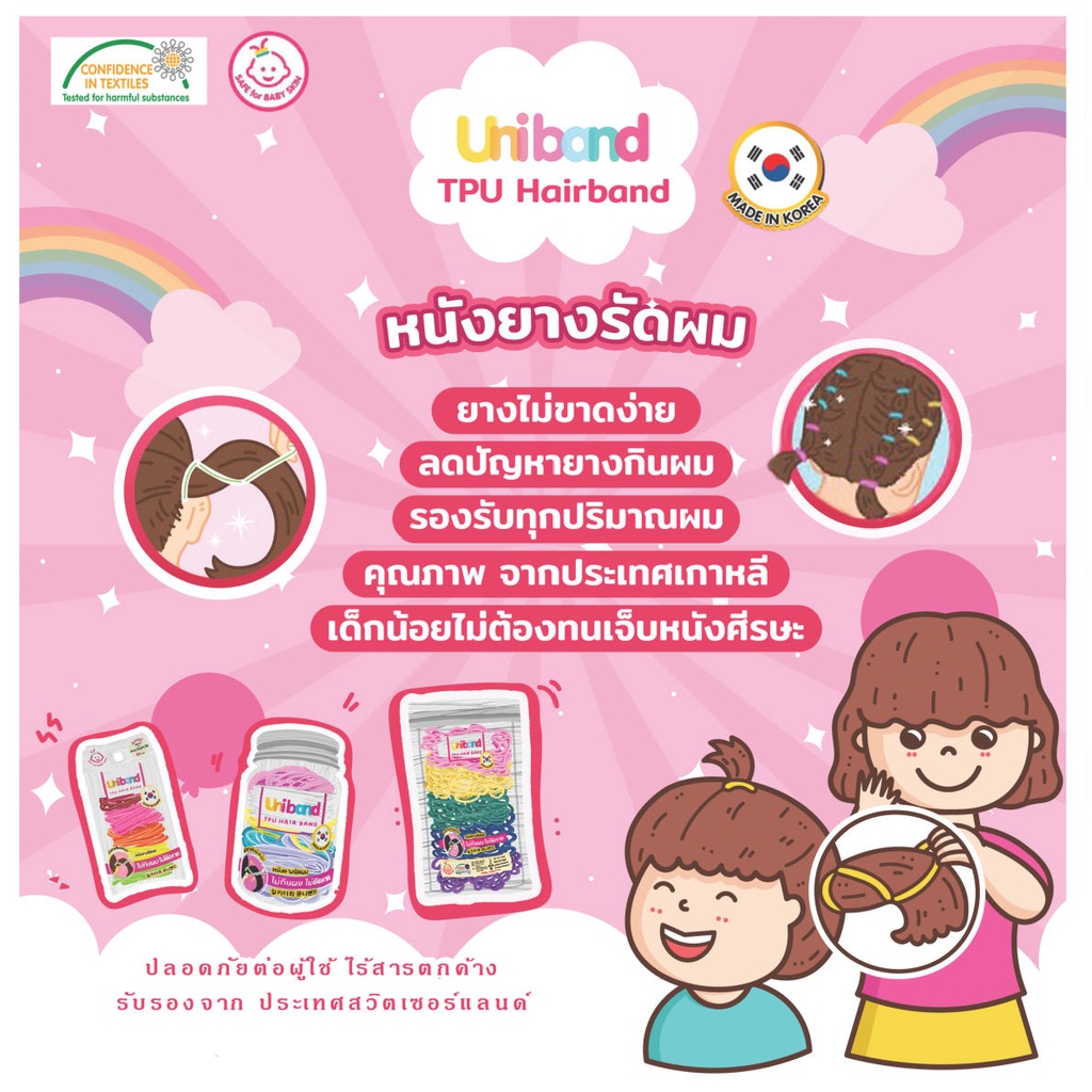Uniband หนังยางรัดผม ไม่กินผม ไม่ดีดขาดง่าย TPU Widy Size : Browny