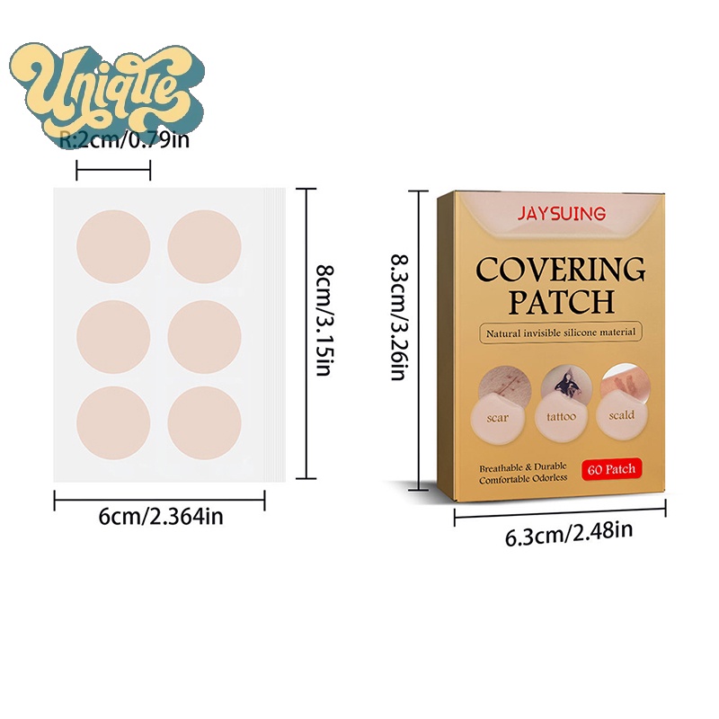 (Unique) ใหม่ สติกเกอร์เทปคอนซีลเลอร์ ปกปิดรอยแผลเป็น รอยสัก กันน้ํา 60 ชิ้น