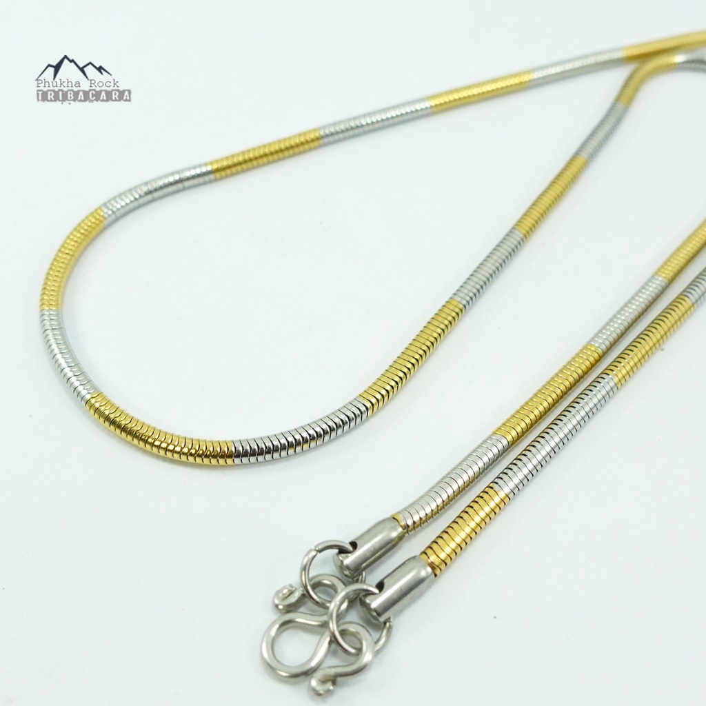 V31 ลายถักเกล็ดงู ขนาด 3.2 มม. ยาว 24 นิ้ว สร้อยคอ ห้อยพระ สร้อยสแตนเลสแท้ สร้อยพระ stainless necklace