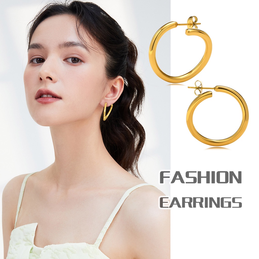Vnox ต่างหูระย้า ทรงกลม ทอง 14k ไม่สมมาตร กันแพ้ สําหรับผู้หญิง