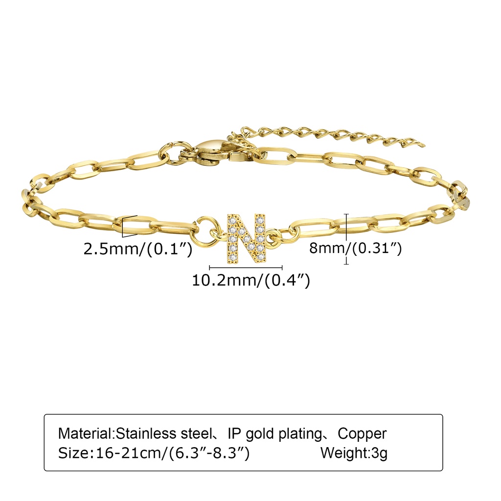 Vnox สร้อยข้อมือ สเตนเลส ทอง 18K ประดับเพทาย