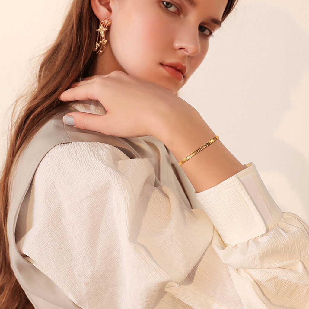 Vnox สร้อยข้อมือโซ่ สเตนเลส สไตล์คลาสสิก สีเงิน สีทอง 2 มม. 3.2 มม. 4 มม.