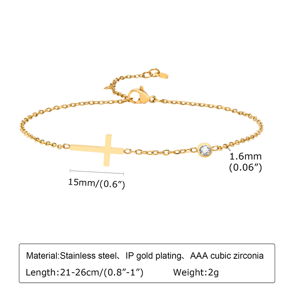 Vnox สร้อยข้อเท้าสเตนเลส 18K ประดับเพทาย สีทอง สําหรับผู้หญิง