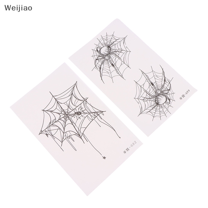 Weijiao% สติกเกอร์รอยสักชั่วคราว ลายแมงมุม สมุนไพร สไตล์พังก์