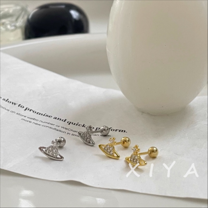 XIYA ต่างหูสตั๊ด ประดับลูกปัดเพชร ดาวเสาร์ ดาวเคราะห์ ขนาดเล็ก เข้ากับทุกการแต่งกาย