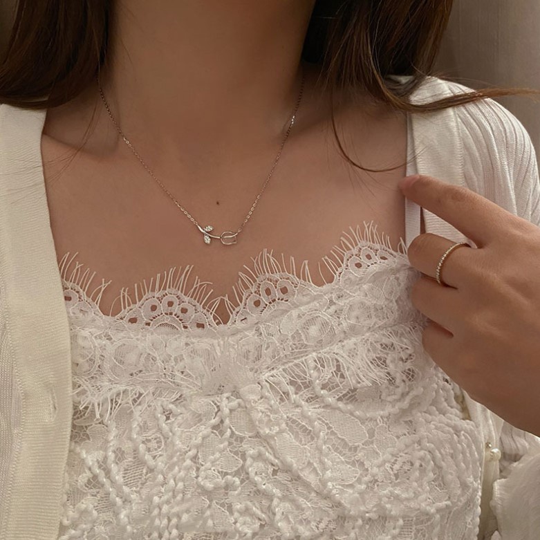Xesi ใหม่ สร้อยคอโซ่ จี้ดอกทิวลิป หรูหรา ของขวัญวันเกิด วันวาเลนไทน์ สําหรับผู้หญิง