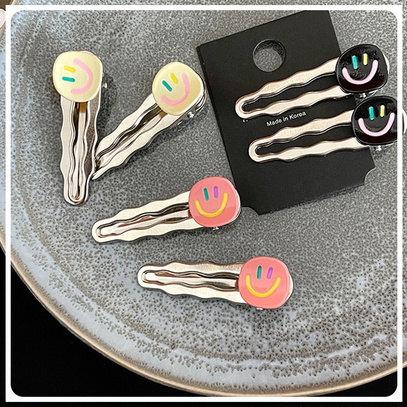 Y2K Dopamine คลิปผม Trackless คลิปผม Silver Grey คลิปผมหน้ายิ้มหวาน.COBRANDIER
