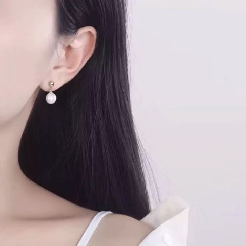 [YY] ต่างหู เข็มเทียม เปลือกหอย มุก ขนาดเล็ก เครื่องประดับ