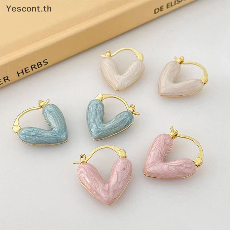 Yescont ต่างหู จี้รูปหัวใจ สไตล์ฝรั่งเศส เครื่องประดับ สําหรับผู้หญิง 1 คู่
