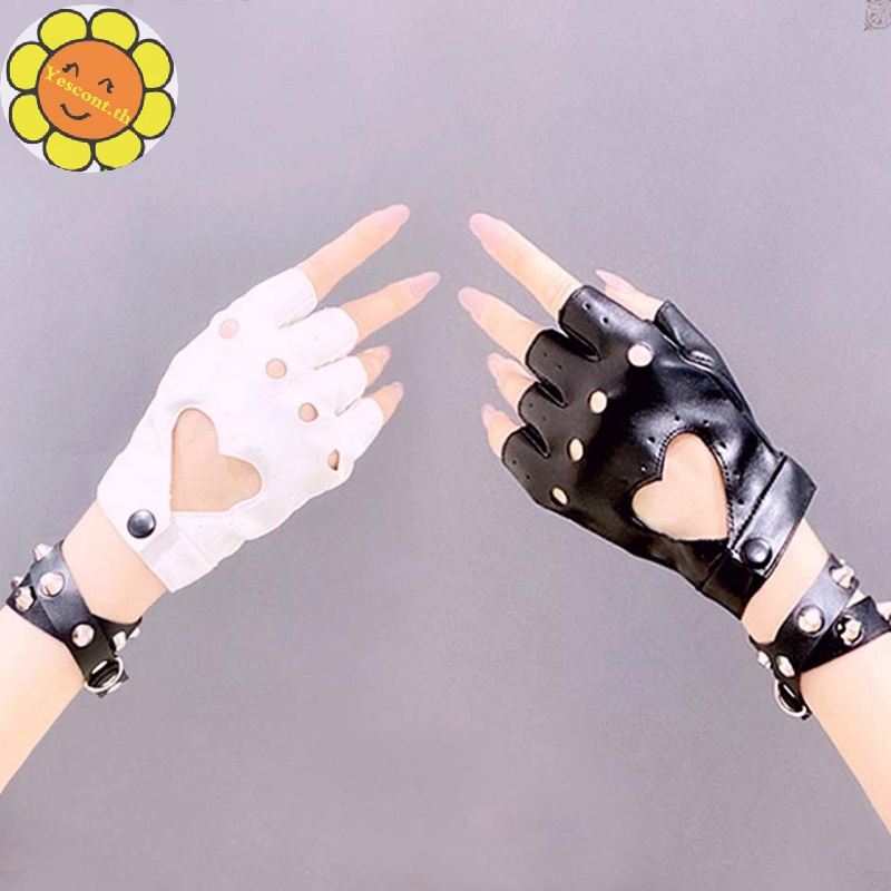 Yescont ถุงมือหนัง PU แบบห้านิ้ว สําหรับผู้หญิง เหมาะกับการขับรถ เต้นรํา