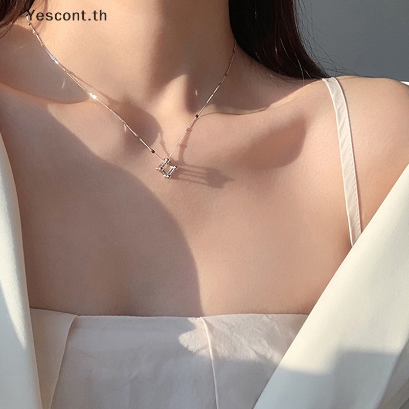 Yescont สร้อยคอโซ่ จี้เรขาคณิต สีเงิน สไตล์ฮิปฮอป เรียบง่าย ของขวัญปาร์ตี้ สําหรับผู้หญิง