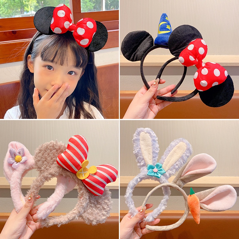 Ys ที่คาดผม ผ้ากํามะหยี่ขนนิ่ม ลายการ์ตูนดิสนีย์ StellaLou Mickey ShellieMay LinaBell Minnie สําหรับเด็ก