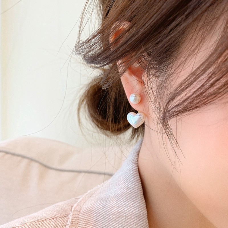 [ZOMI] ต่างหูเงินรูปหัวใจขนาดเล็กสวยสำหรับผู้หญิง