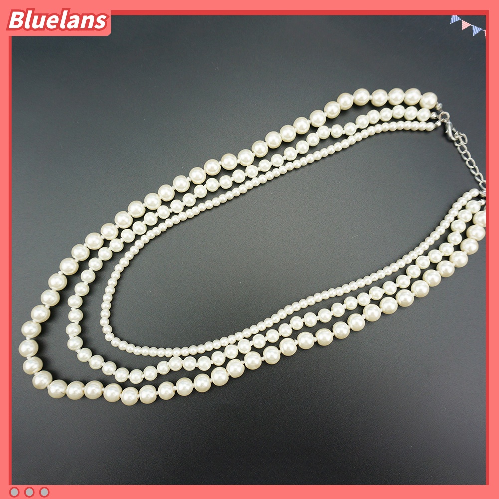 bluelans สร้อยคอยาว ลูกปัดมุกเทียม แบบหลายชั้น ของขวัญเครื่องประดับ แฟชั่นสำหรับผู้หญิง