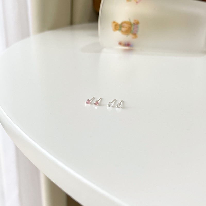 cchershop: silver925 ต่างหูเงินแท้ ต่างหูเพชรcz ทรงหัวใจ diamond heart cz