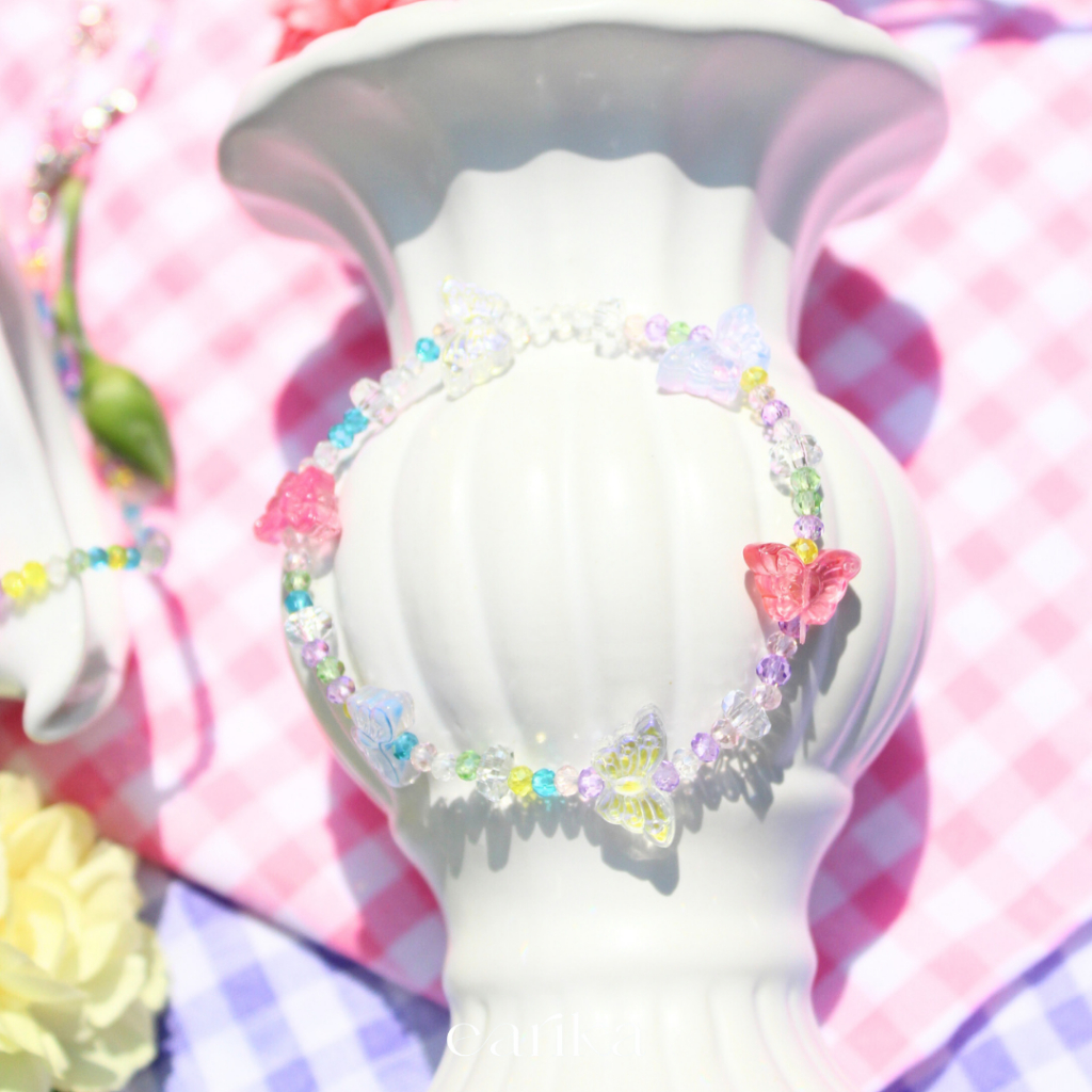 earika.earrings -  summer flavour collection สร้อยคอและสร้อยข้อมือลูกปัดน่ารักสีหวานหลากสีจี้ผีเสื้อ