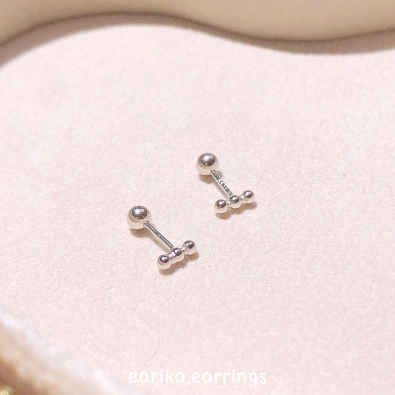 earika.earrings - triple dot piercing จิวหูเม็ดกลมแถวเงินแท้ (ราคาต่อชิ้น) (มีให้เลือก 3 สี) เหมาะสำหรับคนแพ้ง่าย