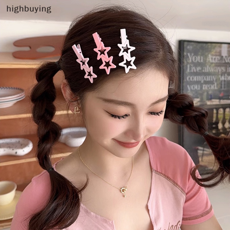 [highbuying] กิ๊บติดผม โลหะผสม รูปดาวห้าแฉก 2 ชิ้น ต่อล็อต Y2K