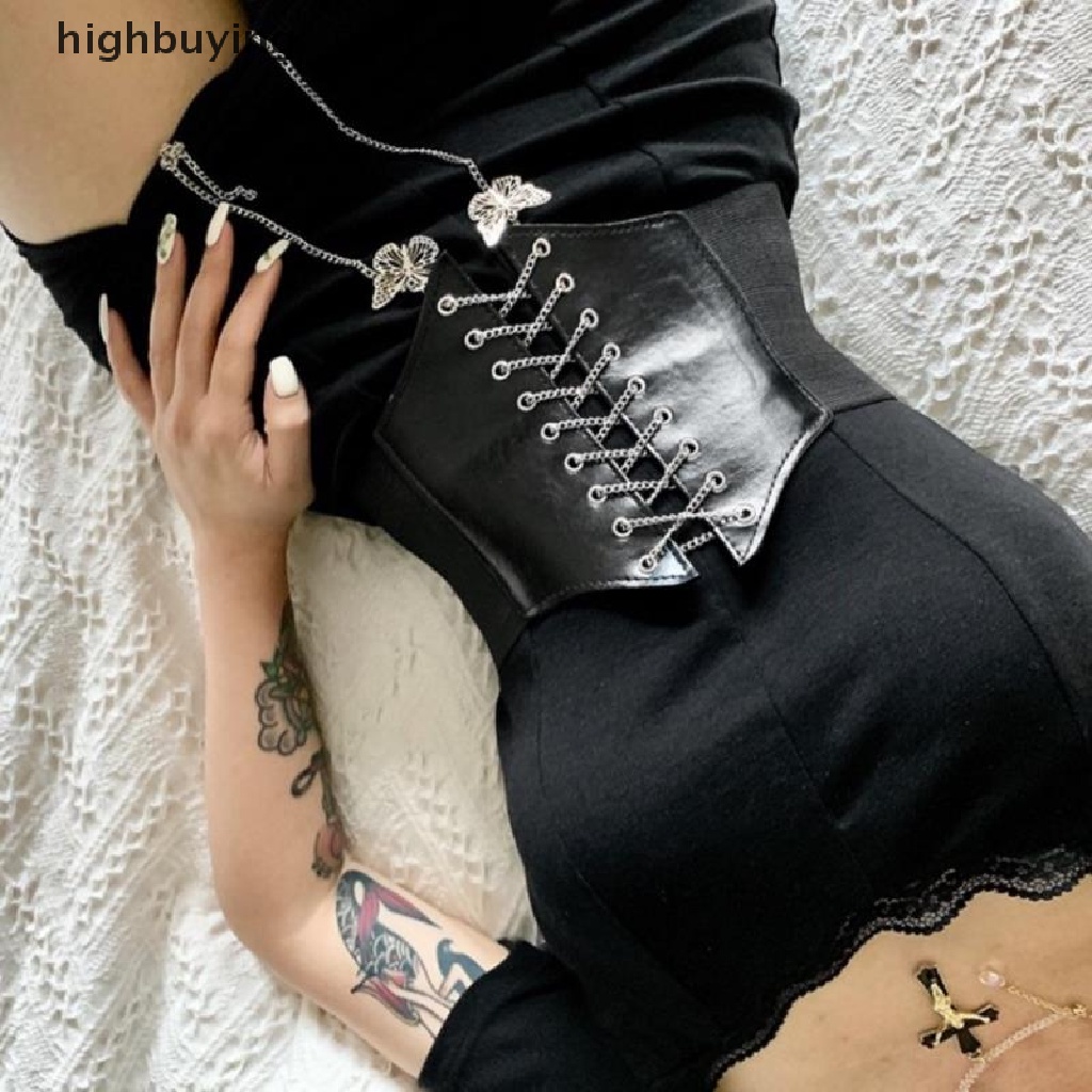 [highbuying] คอร์เซ็ท เซ็กซี่ ใต้อก โกธิค ผีเสื้อ โซ่ โค้ง สายรัด กระชับสัดส่วน ใหม่ พร้อมส่ง