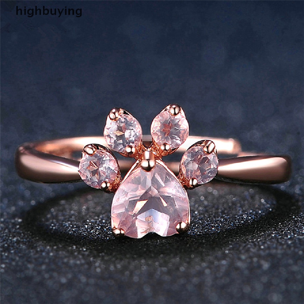 [highbuying] แหวน รูปกรงเล็บแมว ประดับเพทายคริสตัล สีโรสโกลด์ ปรับได้ ของขวัญ สําหรับผู้หญิง