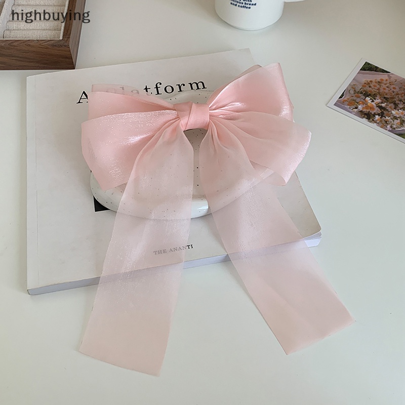 [highbuying] ใหม่ กิ๊บติดผม โบว์ไหมพรม สีดํา สีขาว แฟชั่นฤดูใบไม้ผลิ สําหรับผู้หญิง พร้อมส่ง