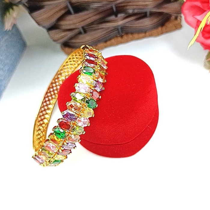 jewelryshop365 K105 กำไลข้อมือนพเก้า งาน CZ แท้