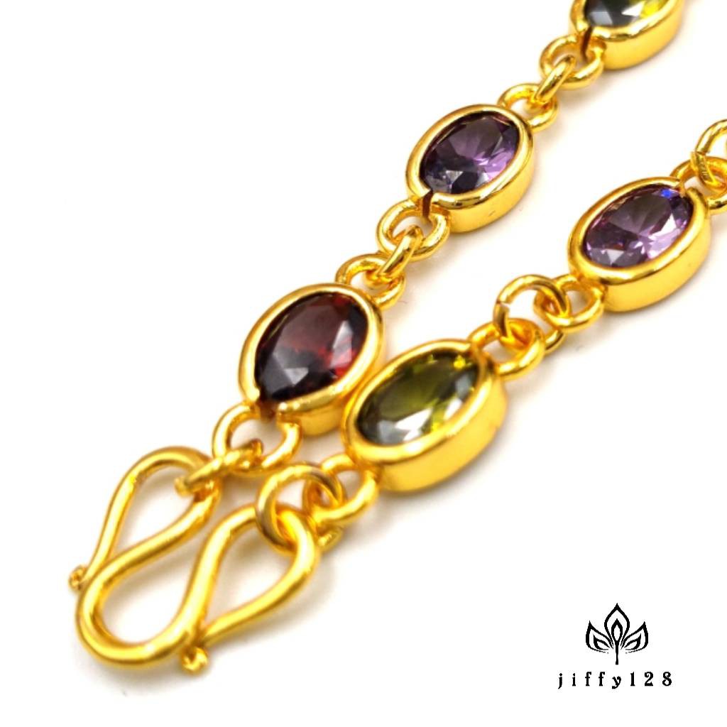 jewelryshop365 K128 สร้อยคอนพเก้าเพรชมณีใต้น้ำ งาน CZ แท้ ยาว 24 นิ้ว