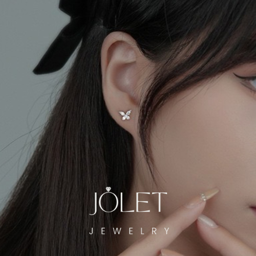 jolet ต่างหูผู้หญิงผีเสื้อเงินแท้  แบบเสียบแพ้ง่ายใส่ได้ไม่ลอกใส่อาบน้ำได้