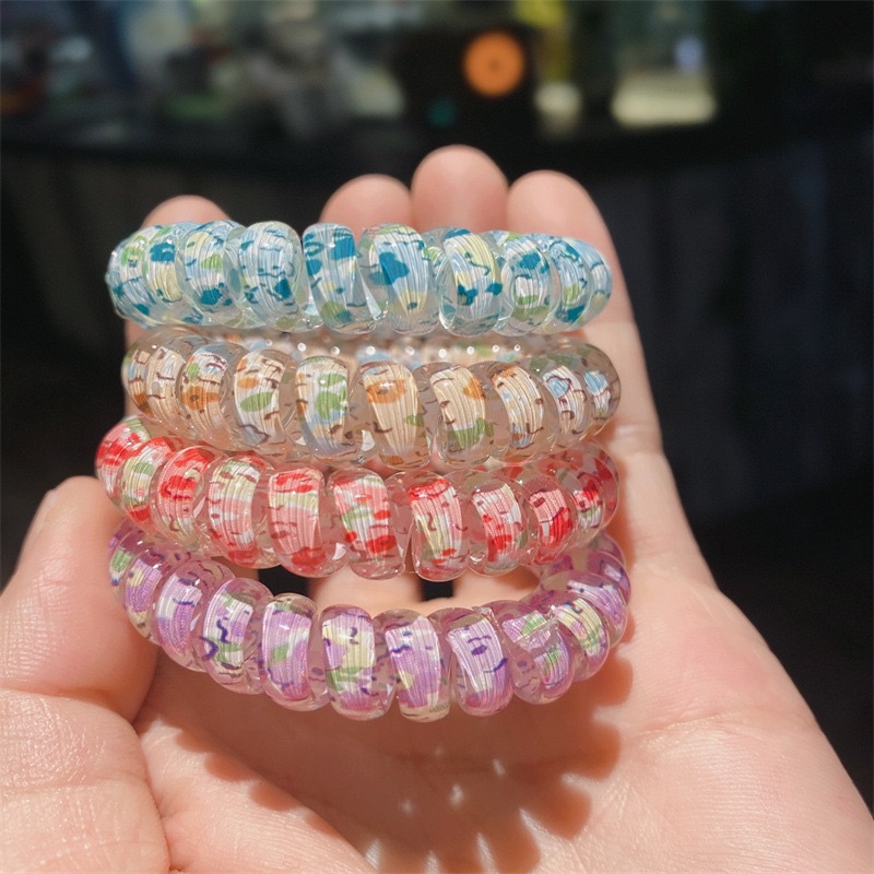 kingmallshop DEAQ431(ร้านไทย) ยางรัดผม ลายดอกไม้ สีแคนดี้ น่ารักมาก แฟชั่น สําหรับผู้หญิง