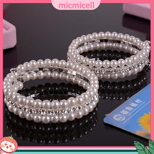 (micmicell) สร้อยข้อมือ กําไลข้อมือ ประดับไข่มุกเทียม สีขาว หรูหรา แฟชั่นสําหรับผู้หญิง