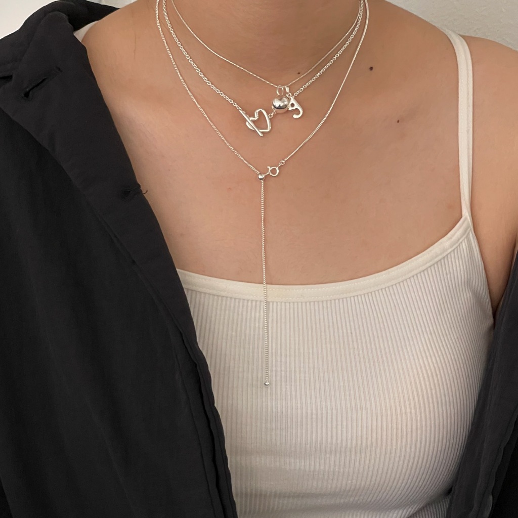 (necklace) : 001 CURB CHAIN LONG BEAD NECKLACE 20